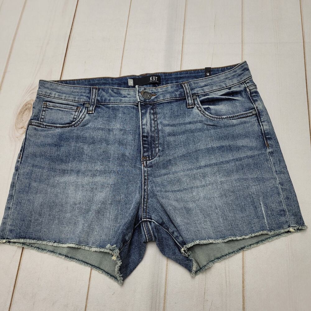 Kut from the Kloth Light Blue Distressed Denim Jean Shorts